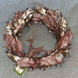 Glittery Pink Reindeer Wreath